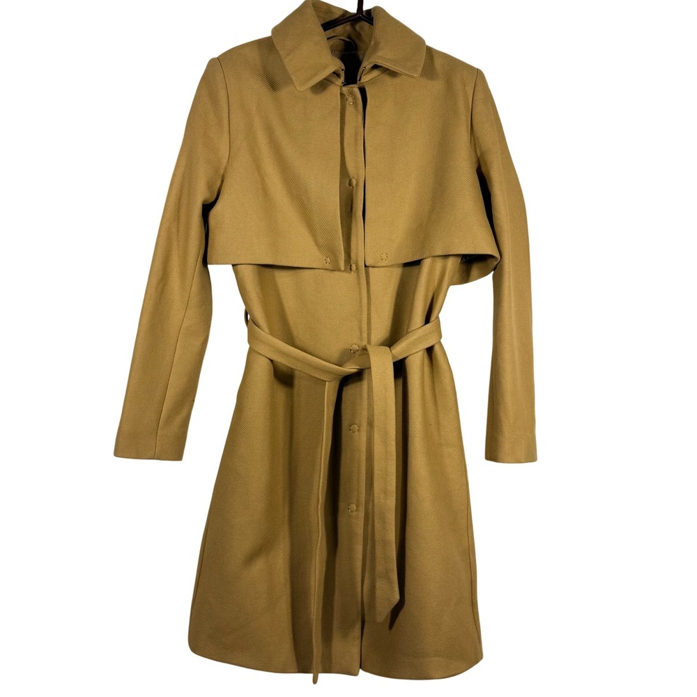 & Other Stories Stockholm Atelier‎ Camel Wool Blend Long Trench Coat Belt Sz 10